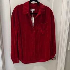 NWT Steve Madden Velvet Button-Up Shirt SZ XL